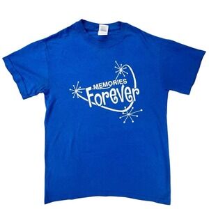 Vintage 90s Memories Forever Graphic‎ Tee Royal Blue T Shirt Small